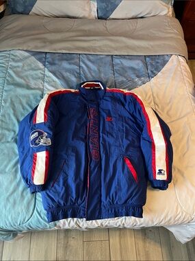 Vintage STARTER Blue & Red New York Giants Puffer Jacket